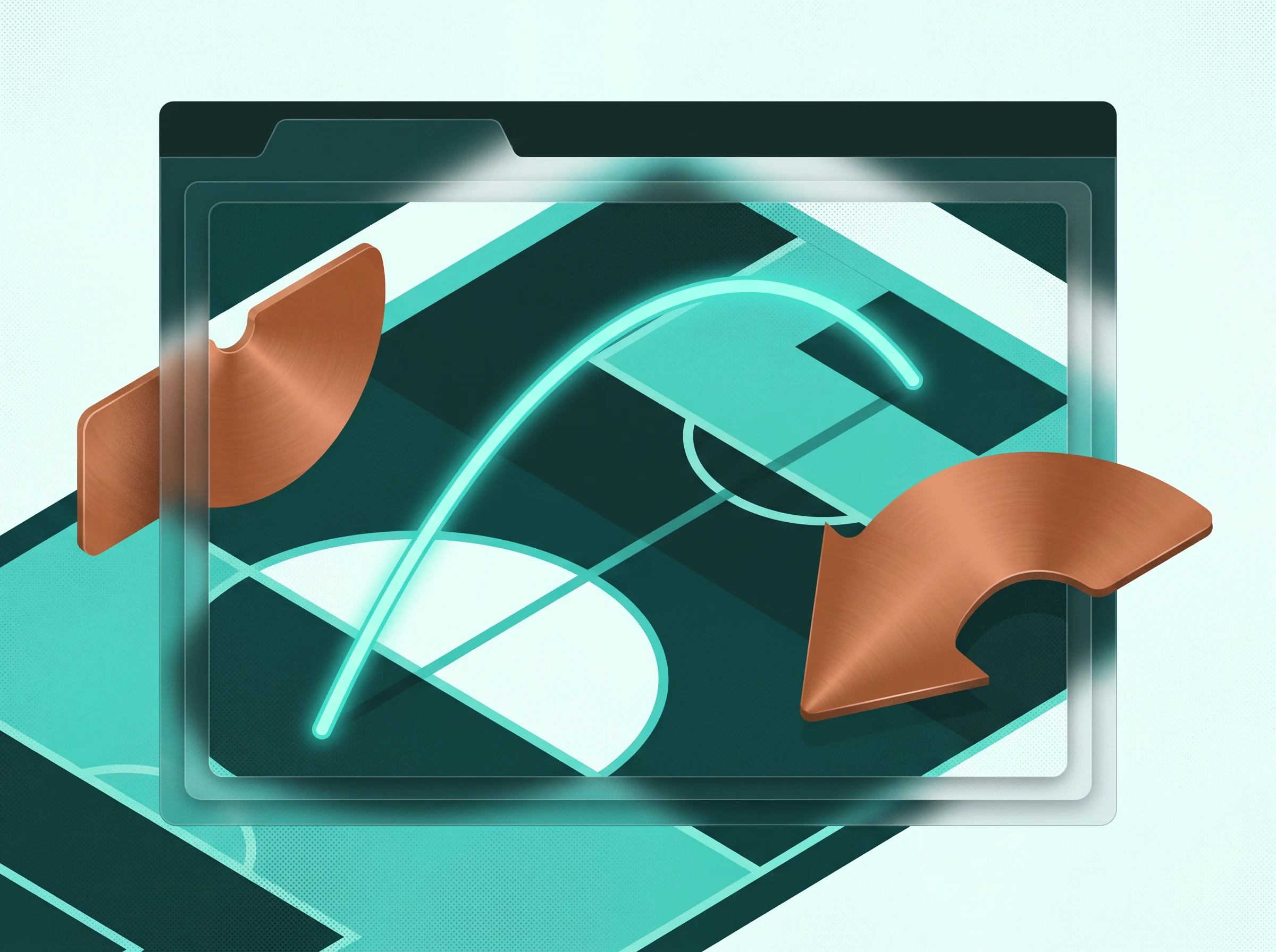 Abstract sports field viewed through a browser frame with diverted overlays